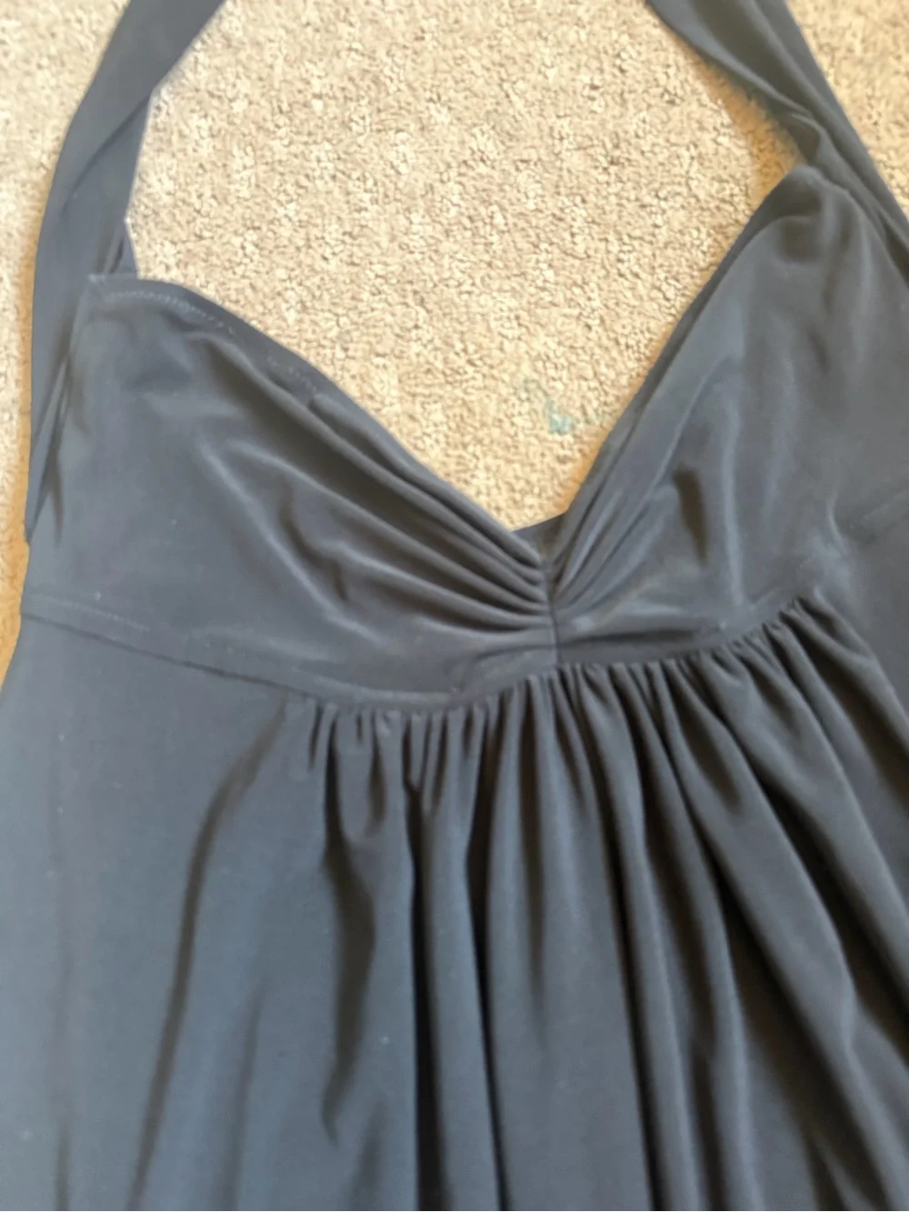 Norma Kamali Black Halter Dress Swim Cover Up Ruched‎ Empire Waist Size M